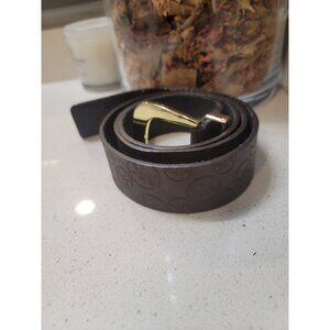 Michael Kors Womens XL Genuine Leather MK Embossed- Brown & Gold 554027